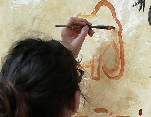 Prehistoric-style painting in Dordogne